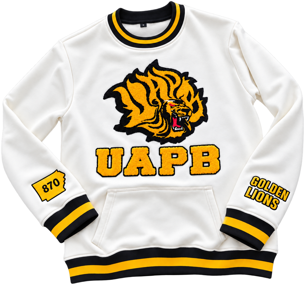 UAPB- Crewneck Sweater-Ivory Golden Lions Crewneck Ringer style T-SHIRT