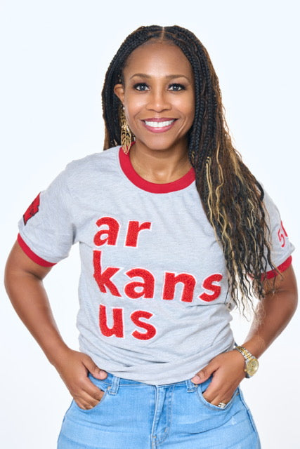 501-Gray & Red ArkansUS Relaxed-Fit T-Shirt