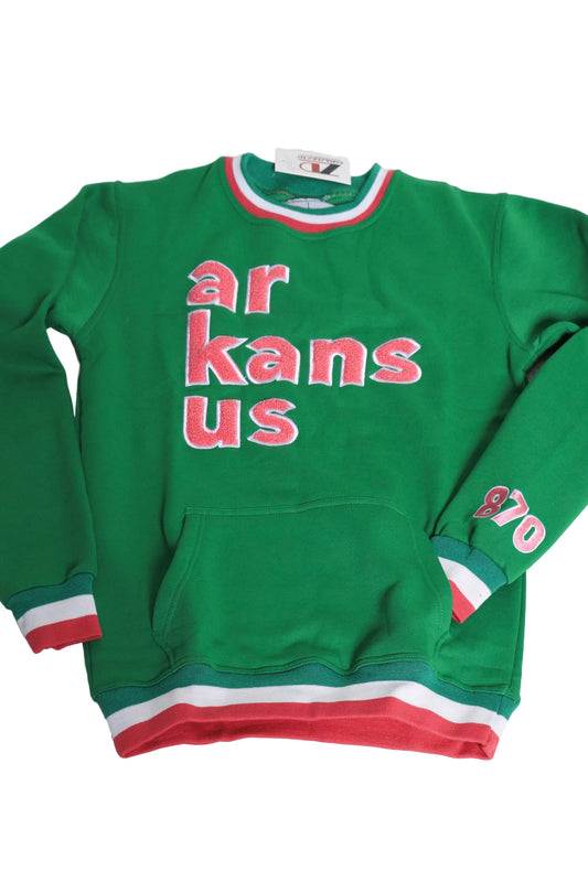 870-Kelly Green & Pink ArkansUS Sweatshirt
