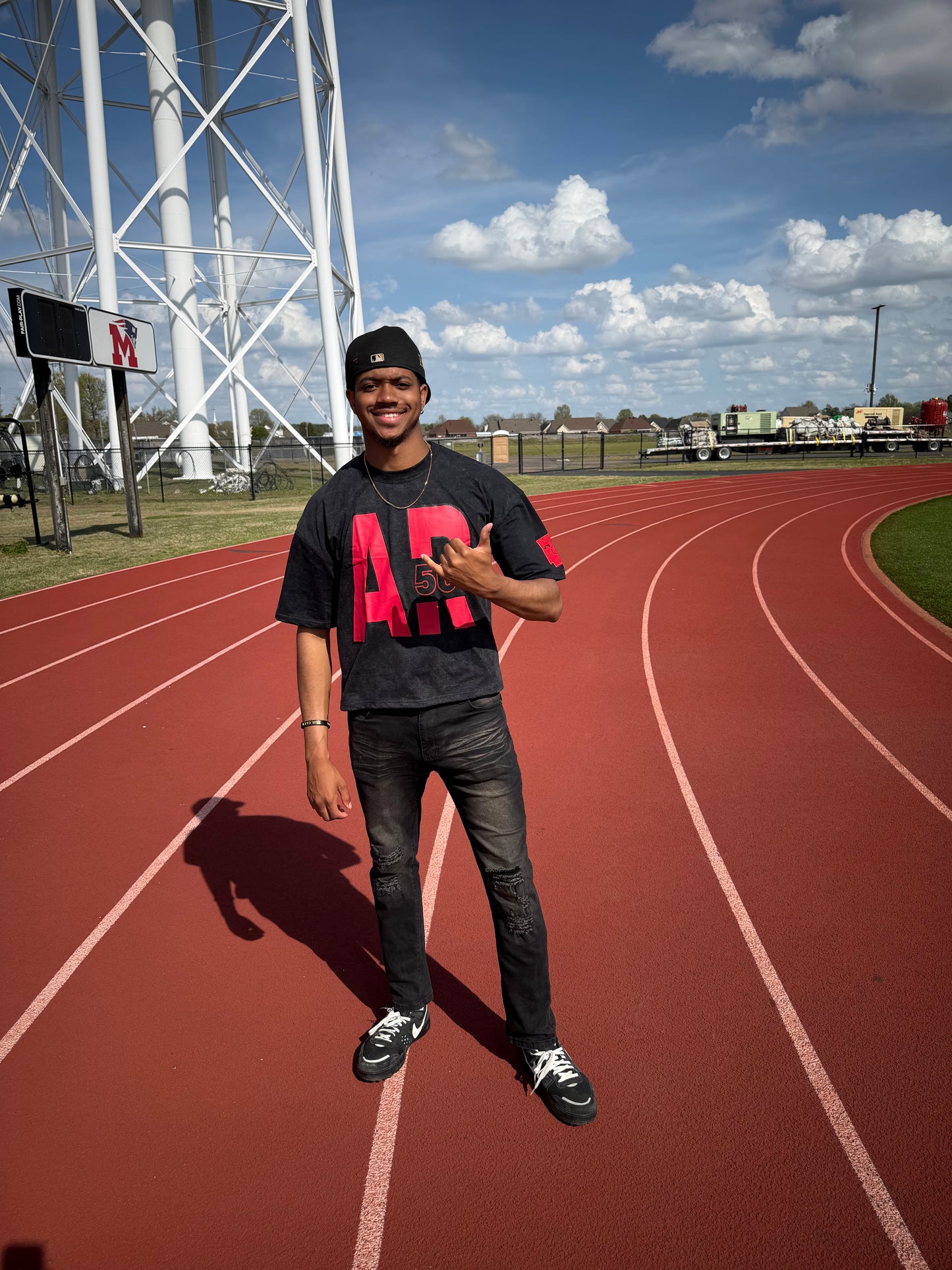 AR 501 -Black & Red BOXY Oversized FIT with all Area Codes State Patch