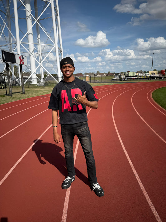 AR 501 -Black & Red BOXY Oversized FIT with all Area Codes State Patch