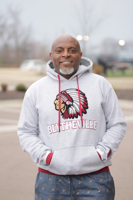 BLYTHEVILLE Chickasaws Mascot embroidered Gray Hoodie