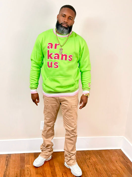 870-Electric Green & Soft Pink ArkansUS Sweatshirt