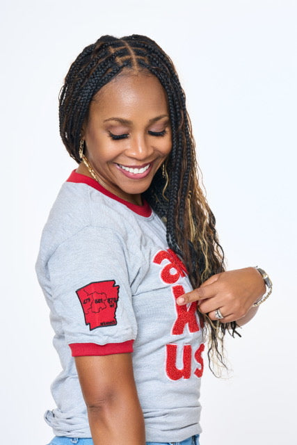870-Gray & Red ArkansUS Relaxed-Fit T-Shirt