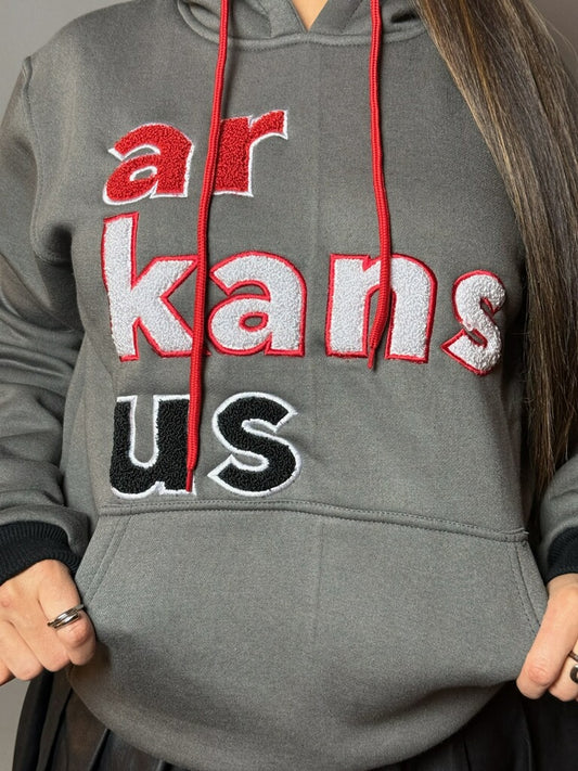 501-Red, White & Black ArkansUS Hoodie
