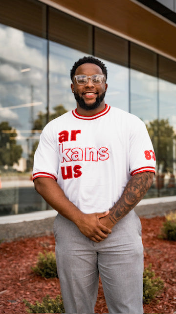 870-White & Red ArkansUS Euro-Fit T-Shirt