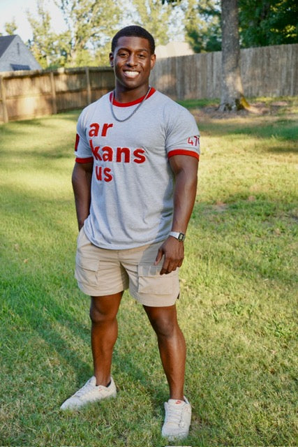 479-Gray & Red ArkansUS Relaxed-Fit T-Shirt