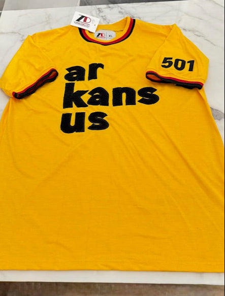 501-Yellow Gold & Black WITH Red Trim- ArkansUS Euro-Fit T-Shirt