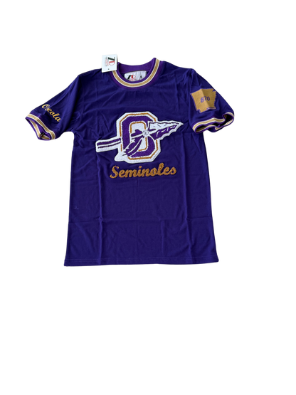 Osceola Seminoles - Purple Gold- White- ArkansUS Crewneck T-SHIRT with-870 State Patch