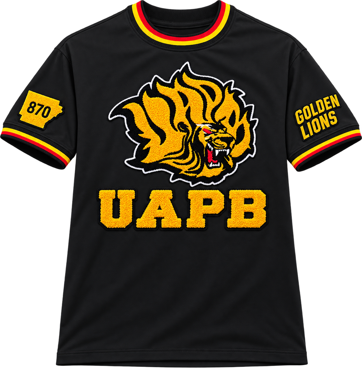 UAPB- Black Golden Lions Crewneck Ringer style T-SHIRT