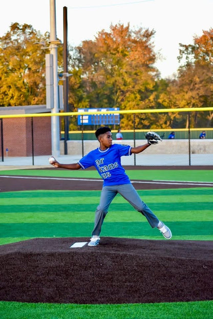 Royal Blue & Gray & White Trim- ArkansUS Crewneck T-SHIRT- State Patch-Grid lines
