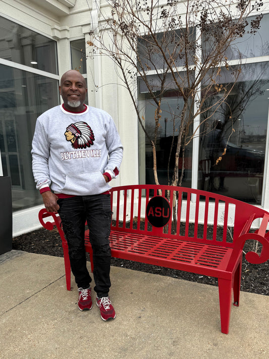 BLYTHEVILLE Chickasaws Mascot Crewneck Sweater embroidered Gra