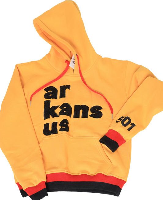 501-Yellow Gold & Black ArkansUS Hoodie