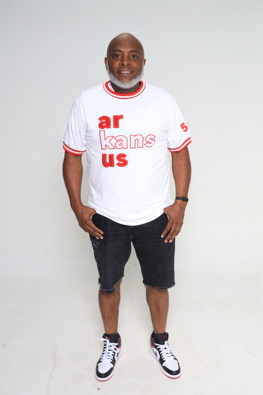 870-White & Red ArkansUS Boxy T-Shirt