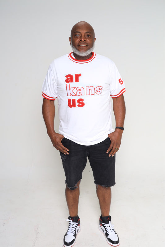 501-White & Red ArkansUS Boxy T-Shirt