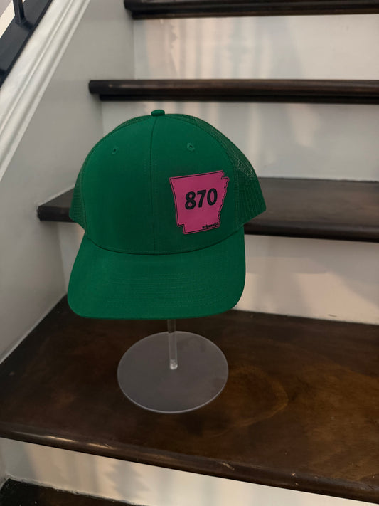 870 arkansUS Green Pink-Right Patch-Mesh Baseball Cap