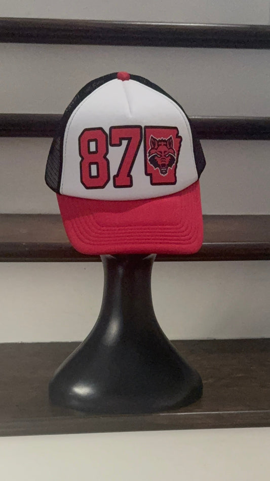 870 Red Wolf -Red White & Black FoamTruckerHat