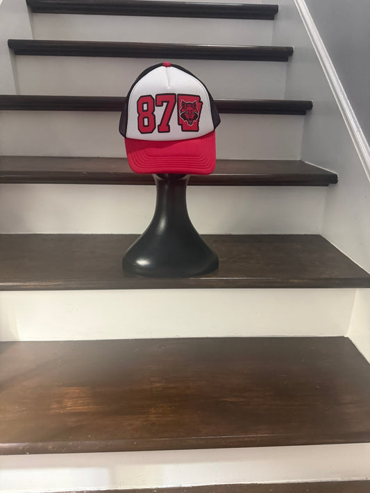 870 Red Wolf -Red White & Black FoamTruckerHat