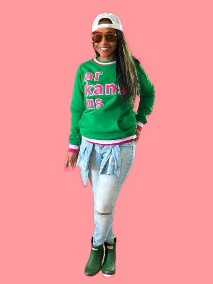 870-Kelly Green & Pink ArkansUS Sweatshirt