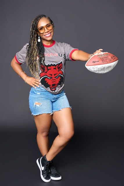 RED WOLF embroidered Charcoal Gray Red ArkansUS Euro-Fit T-Shirt