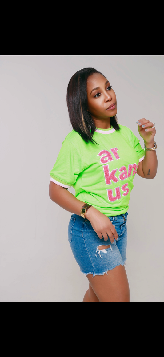 501-Electric Green & Soft Pink ArkansUS T-Shirt