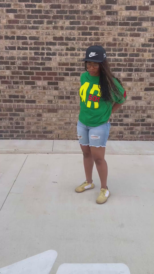 AR 501 -Green, Yellow and Red & Red BOXY Oversized FIT with all Area Codes State Patch (Copy)