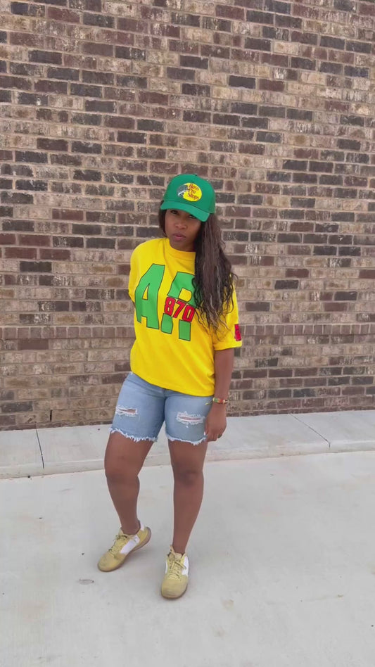 AR 870- Yellow, Green and Red & Red BOXY Oversized FIT with all Area Codes State Patch